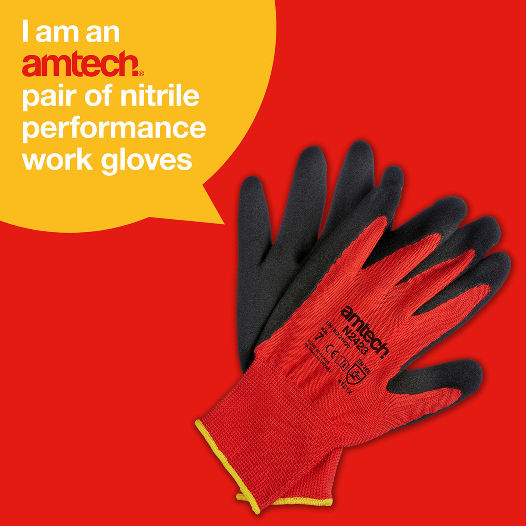 NITRILE PERFORMANCE WORK GLOVES SMALL (SIZE:7)