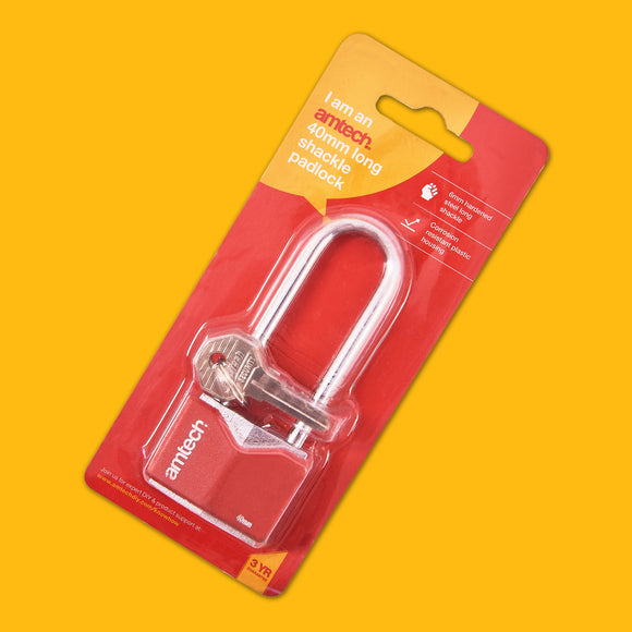 40mm LONG SHACKLE RHOMBIC CHROME PLATED IRON PADLOCK