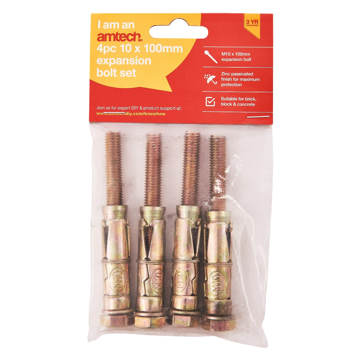 4pc m10 x 100mm expansion bolts Amtech