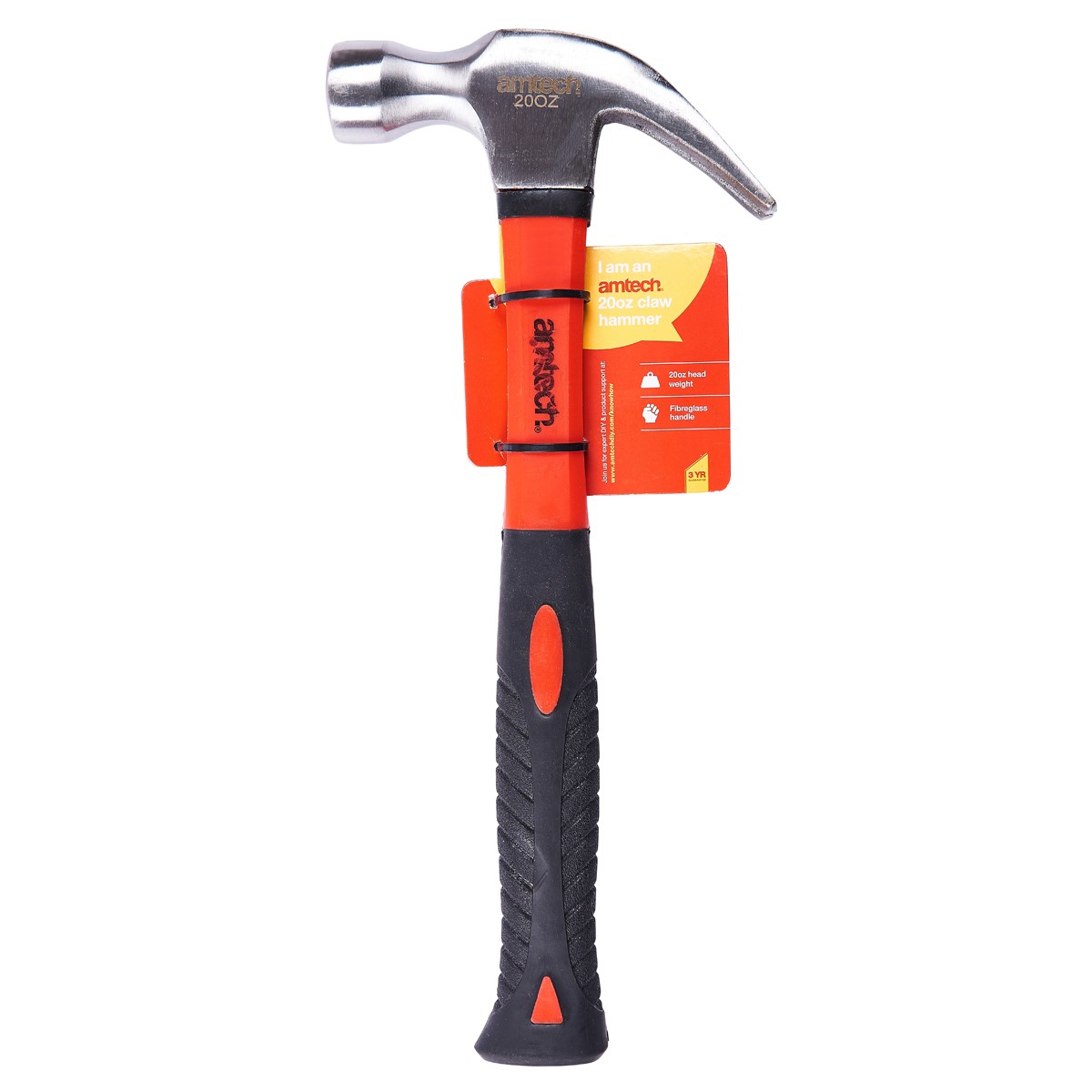 20oz AMTECH CLAW Hammer FIBREGLASS Shaft Grip Nail Remover DIY CARPENTER Tool UK 