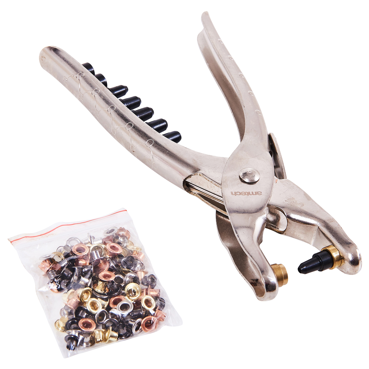 210mm Hole Punch & Eyelet Insert Pliers With Stud Eyelets Die Kit 