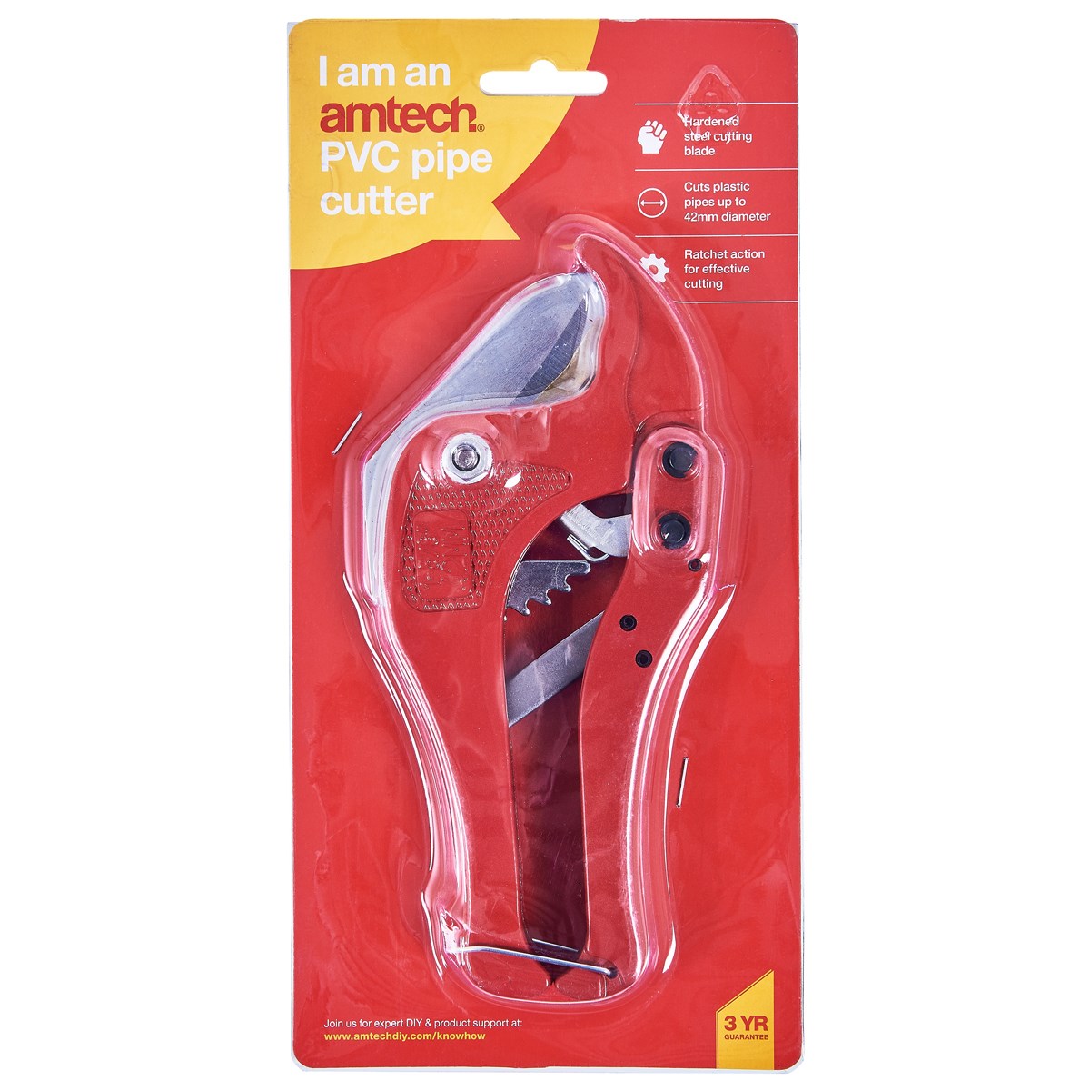Amtech Plastic Pipe Cutter Plumbing Rigid Piping Cuts Up To 34Mm C0228 