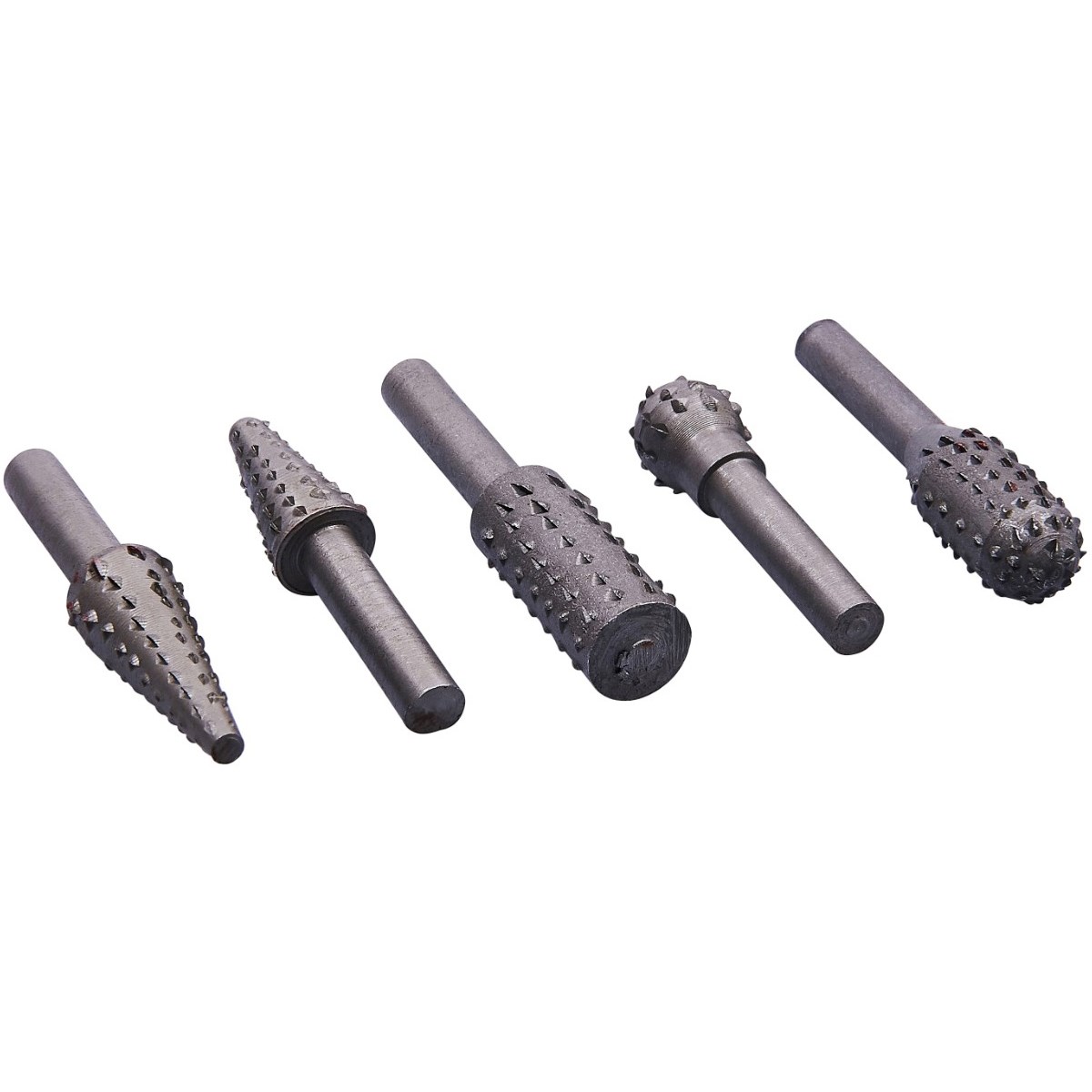5Pc ROTARY RASP SET 6mm Shank Oval Cylinder Cone Small Wood Shaping Carving Bit 
