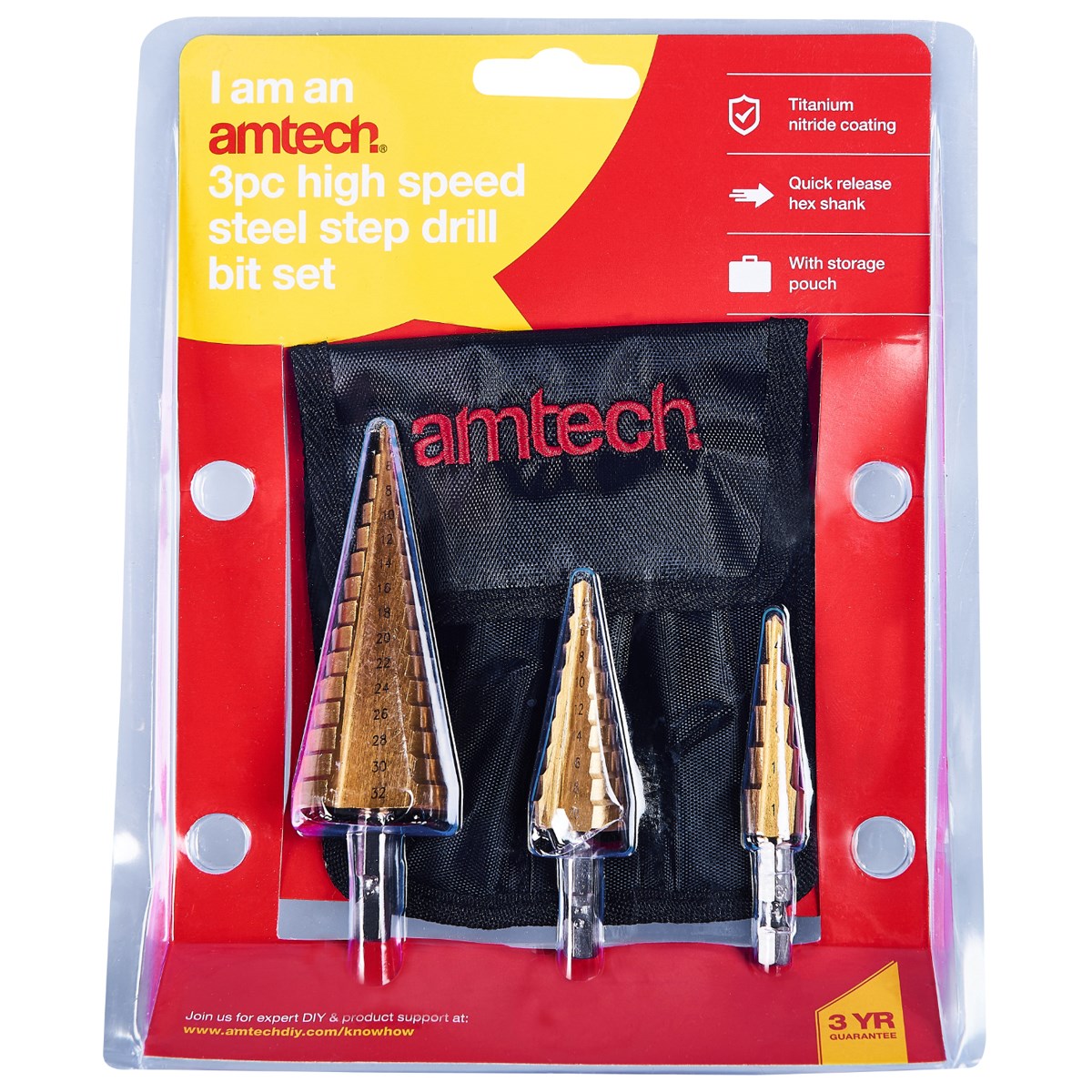 Manual Knockout Punch Kit with 3 Pc Titanium Nitride Coated High Speed Steel Step Drill Bit Set Bundle