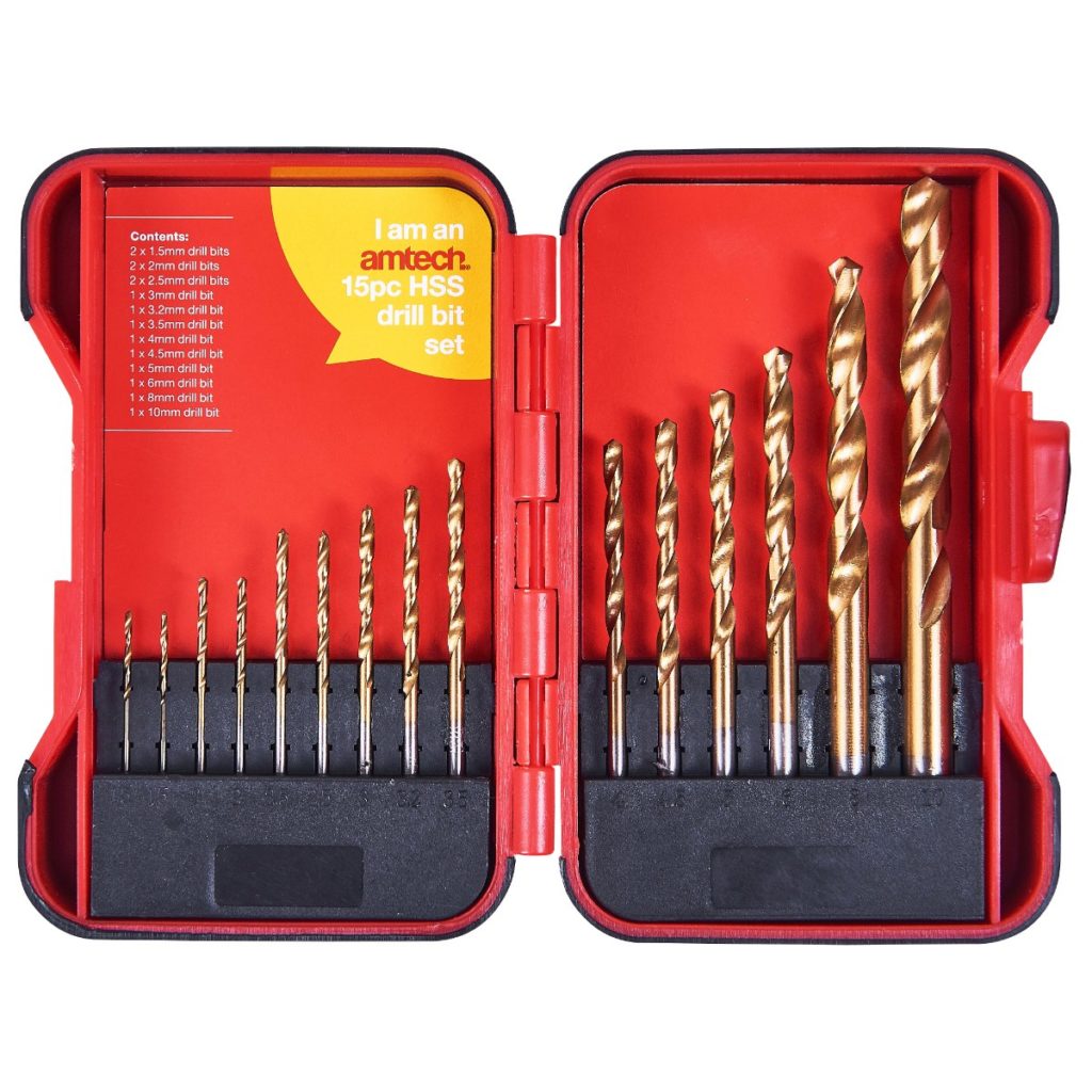 15pc Hss Drill Bit Set Titanium Nitride Coated Amtech