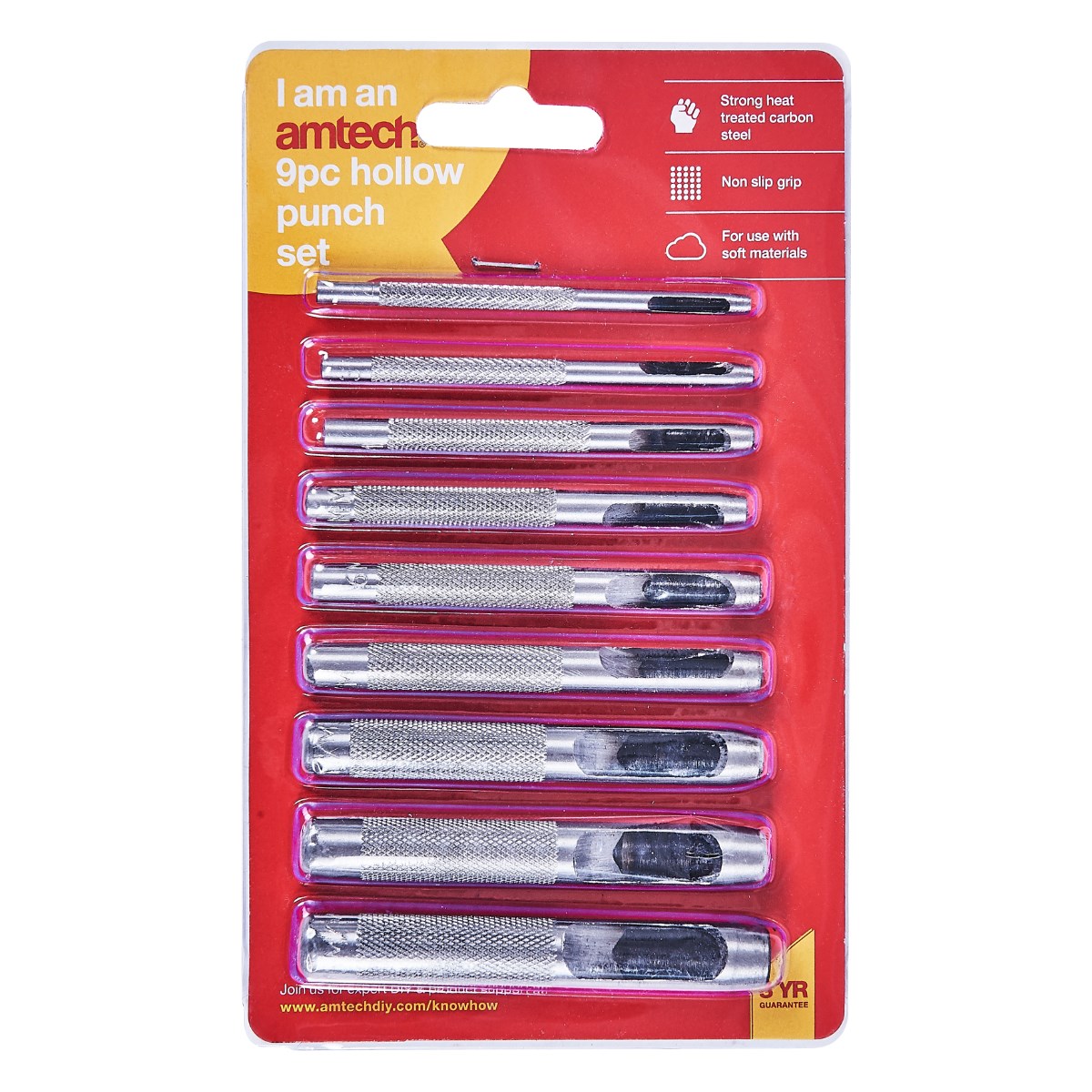 Hollow Punch Set — 9-Pc., With Punch Handle