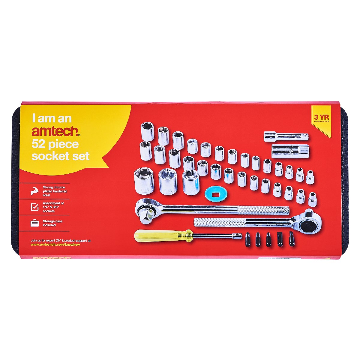 I0150 Details about   52PC SOCKET WRENCH SET AMTECH 1/4'' 3/8'' & 1/2'' QUALITY STORAGE