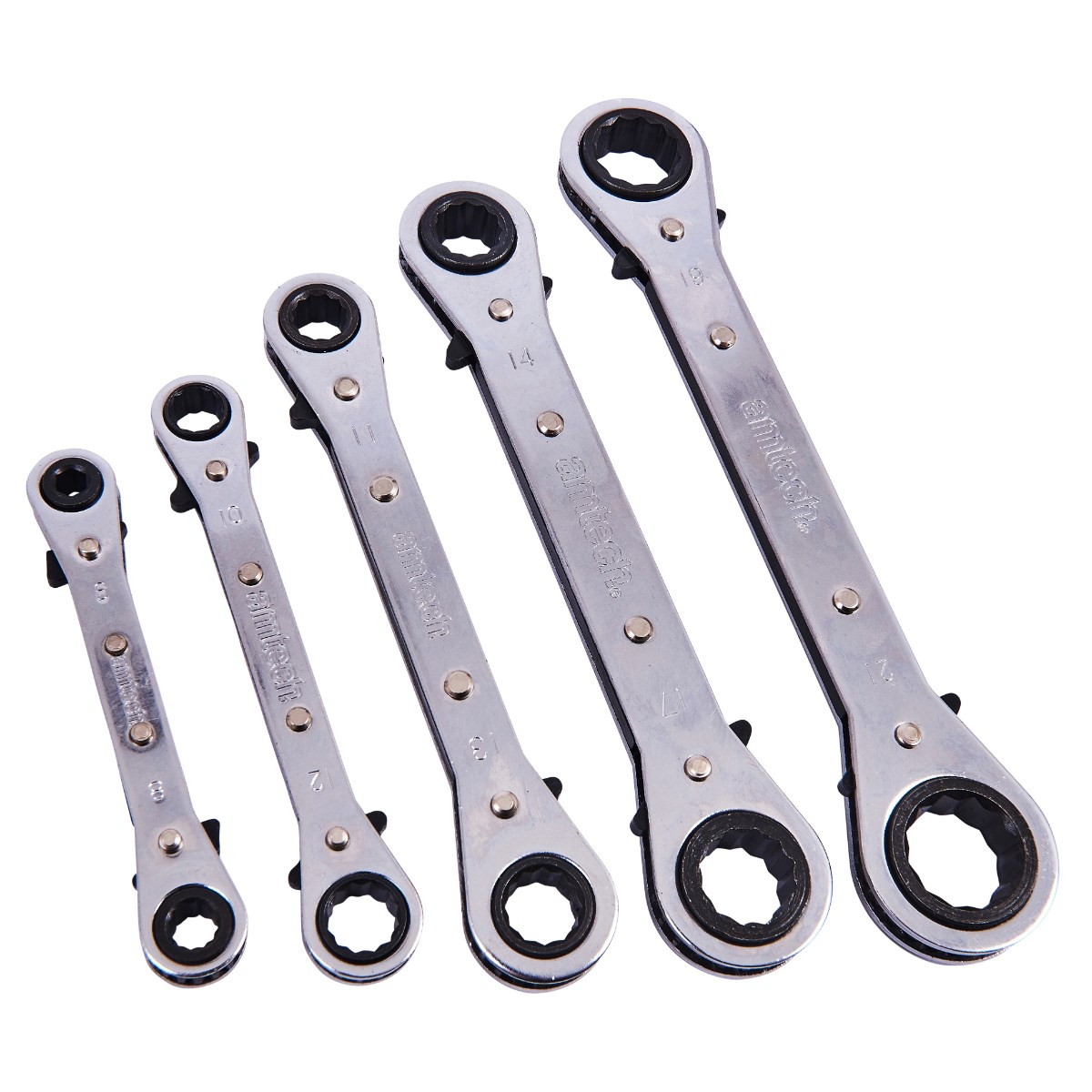 HEAVY DUTY 5PC AF IMPERIAL REVERSIBLE RATCHET RING SPANNER WRENCH SET NEW 