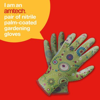 Amtech nitrile palm-coated gardening gloves (Size L)