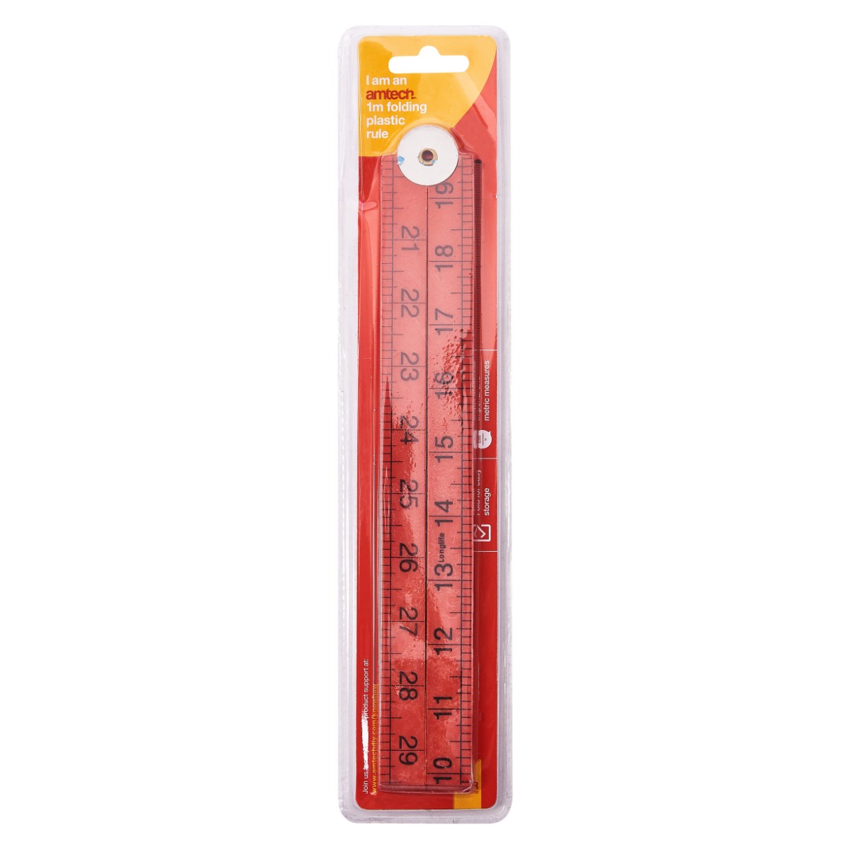 Amtech P5185 Measuring Ruler 1m Folding Plastic Metric Imperial Marking Yard 