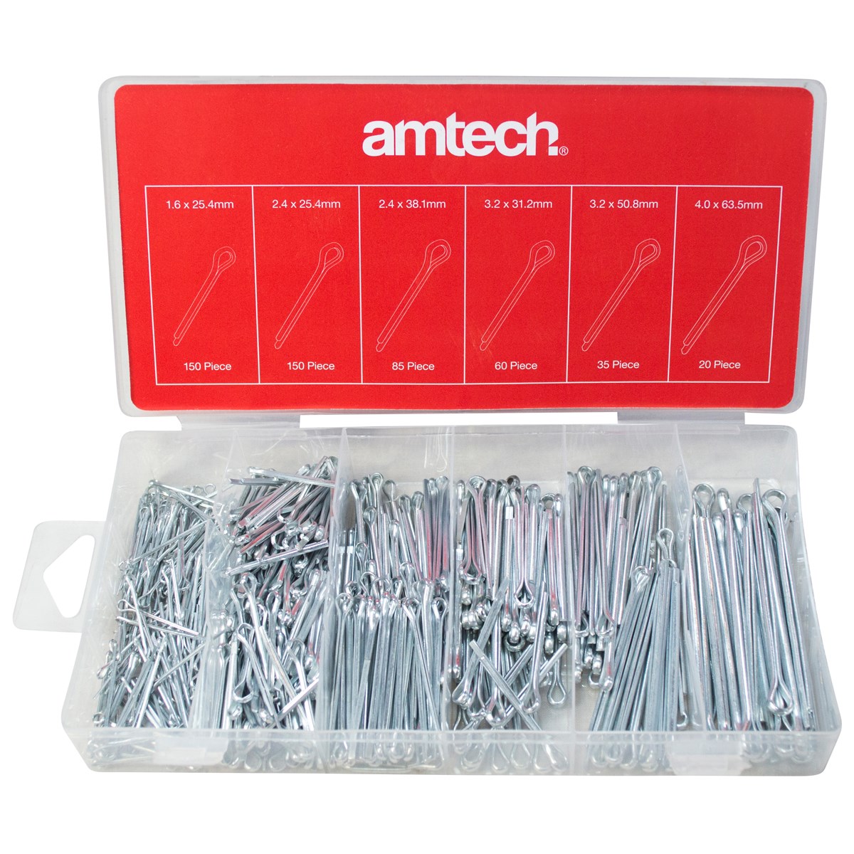 500 Piece Trade Cotter Pins Split Pin Assortment Box Kit Set Workshop Garage NEW 