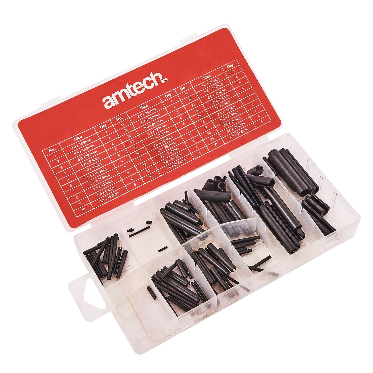 120Pc Assorted Roll Pin Set Tension Spring Sellock C Pins Mixed Pack 30 Sizes 