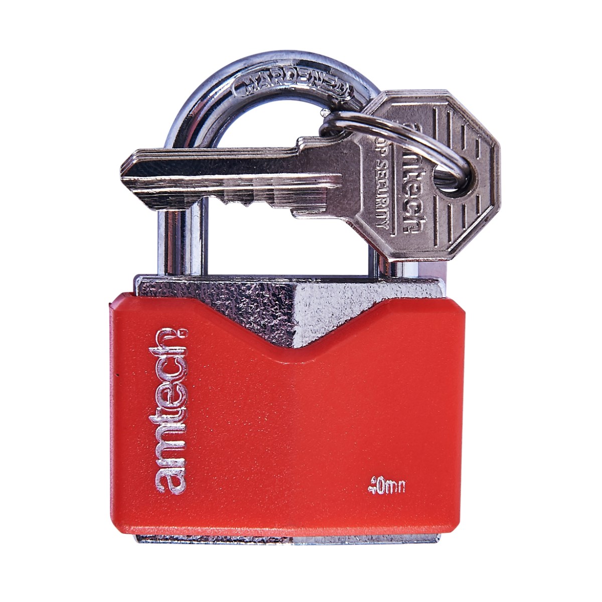 Amtech 40mm Iron Padlock Security Long Shackle Rhombic Chrome Plated with 3 Keys 