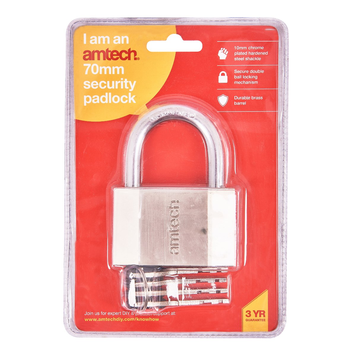 Alarm Padlock With Chrome Plated Shackle And Powder Coated Body 70mm 