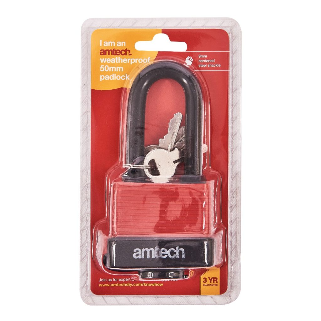 50mm Long Shackle Weatherproof Padlock Amtech