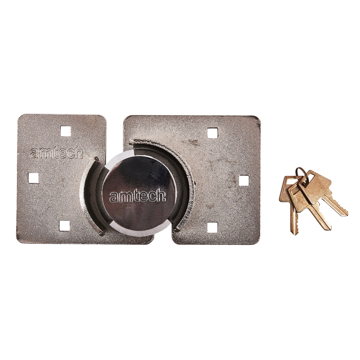 Amtech 73mm Heavy Duty Shackless Round Padlock And Hasp Set Gate Shed Security 