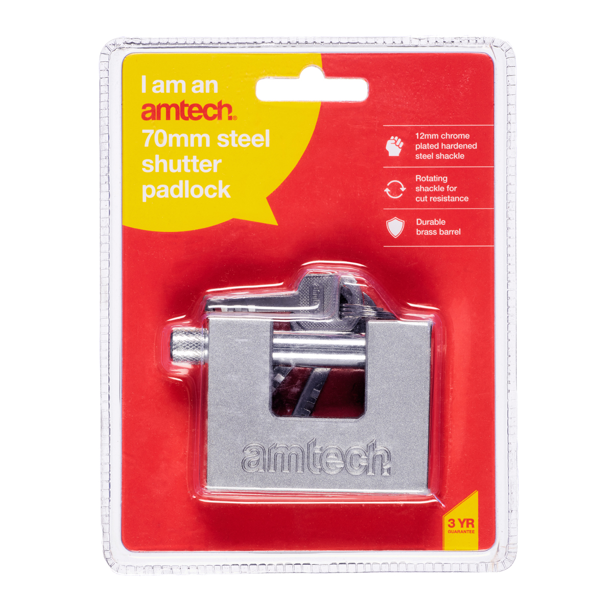 Am-Tech Hasp and Staple Lock Set with 70mm Disc Padlock 