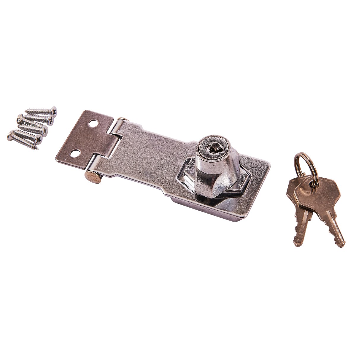 Am-Tech 75mm 3" Self Locking Security Hasp & Staple 2 Keys Pad Lock Safety 