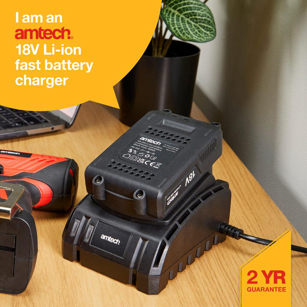 Fast charging 18V battery charger