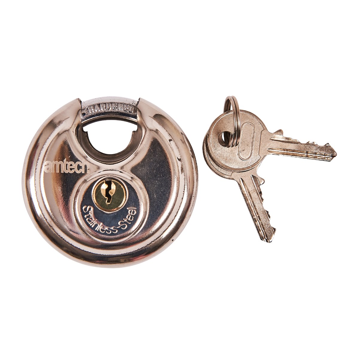 New 70Mm Disc Padlock Heavy Duty Construction Stainless Steel Shell With 2 Keys 