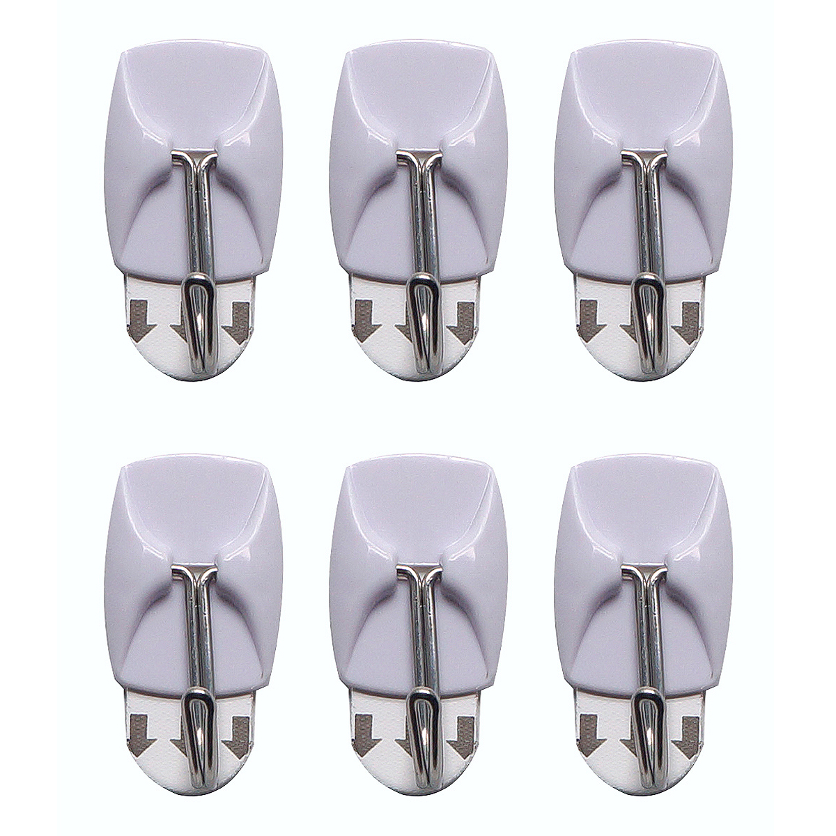6 Piece small, removable self-adhesive metal hook set